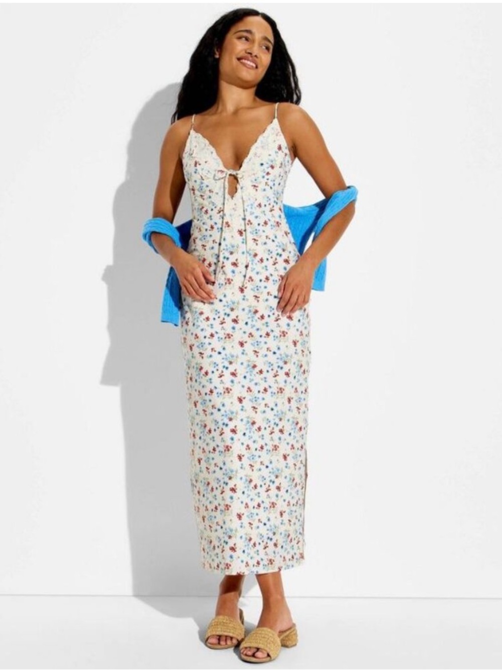 Wild Fable - Women's Lace Trim Maxi Empire Waist Dress - Wild F Cream